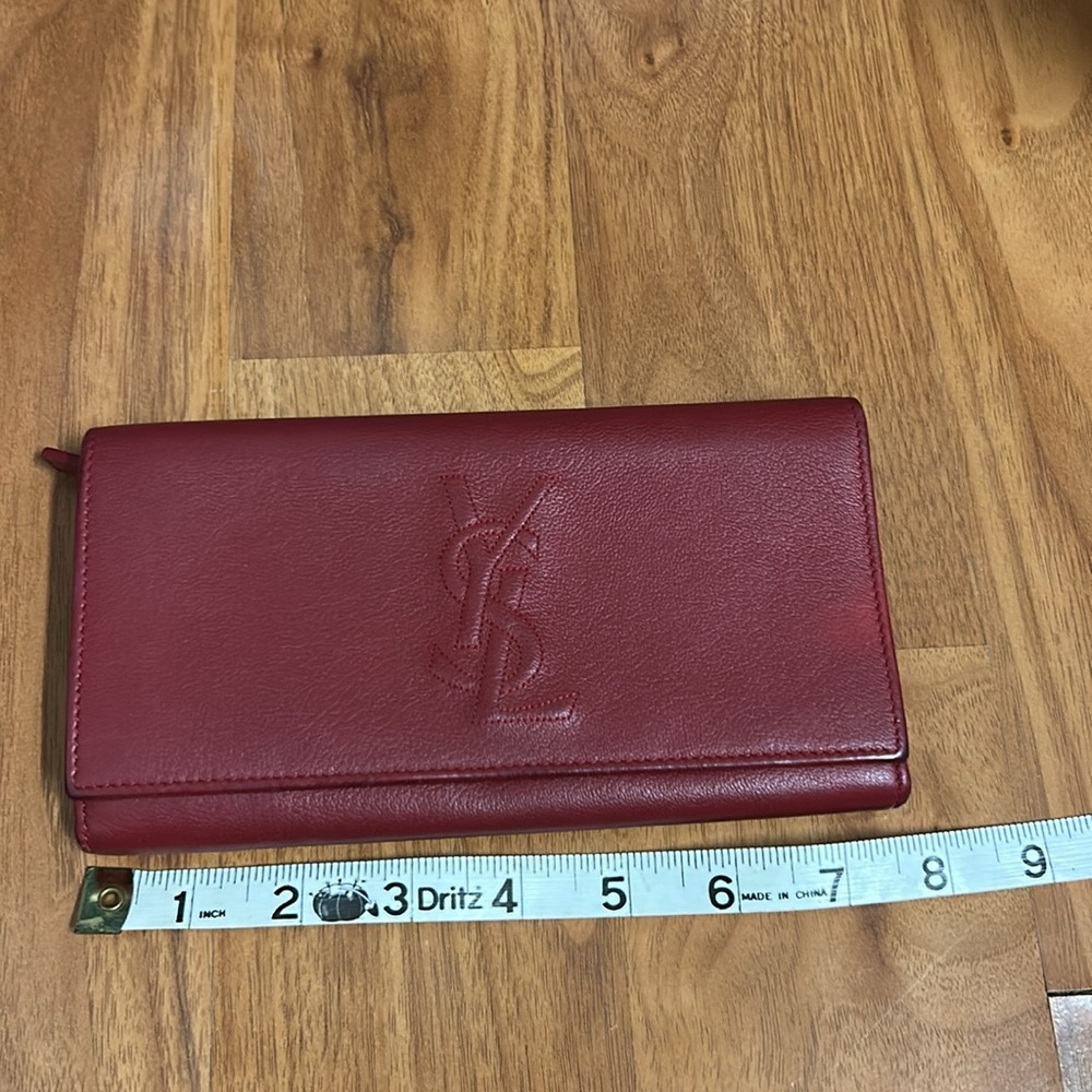 Authentic YSL Red / Burgundy Leather Flap Wallet - Picture 4 of 16